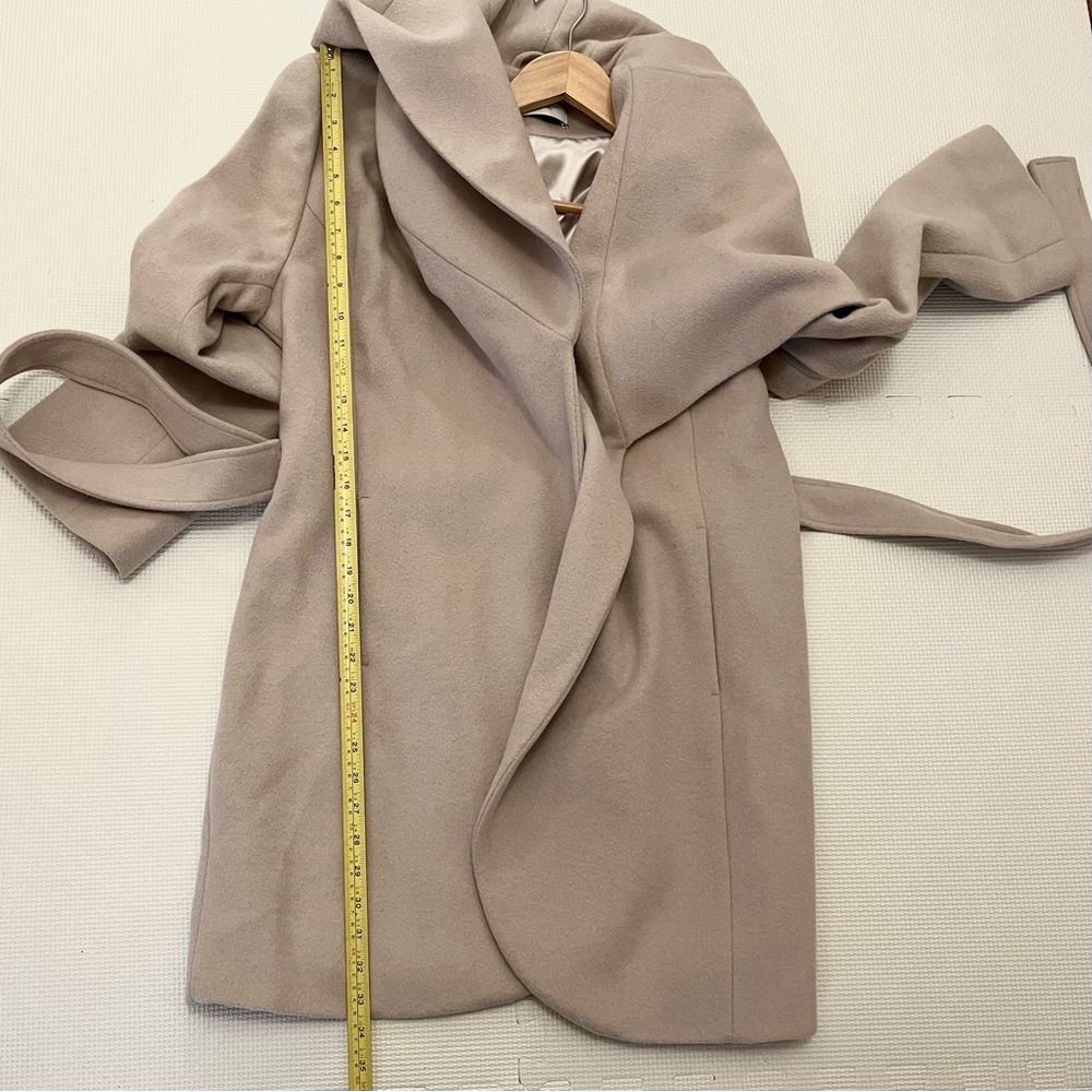 T Tahari Wool Blend Wrap Coat Shawl Collar Belted Women’s Size L - Picture 14 of 15
